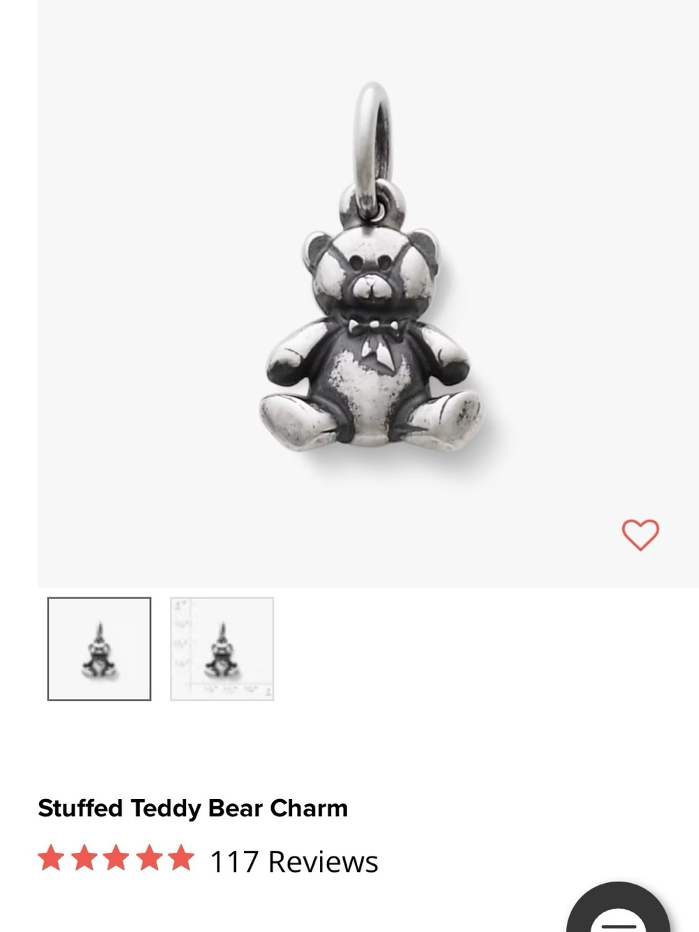 James Avery Silver Teddy Bear Charm